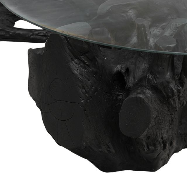 Стол кофейный из массива тика ROOT (РУТ) 100 со стеклом (71642B), фото 3