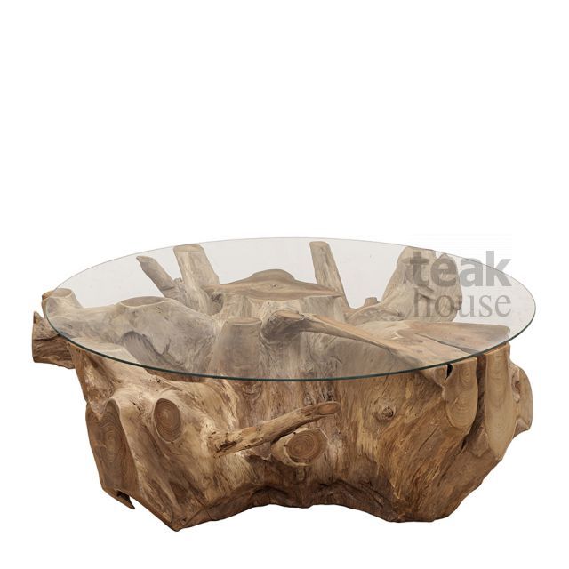 Стол кофейный из массива тика ROOT (РУТ) 100 со стеклом (71635N), фото