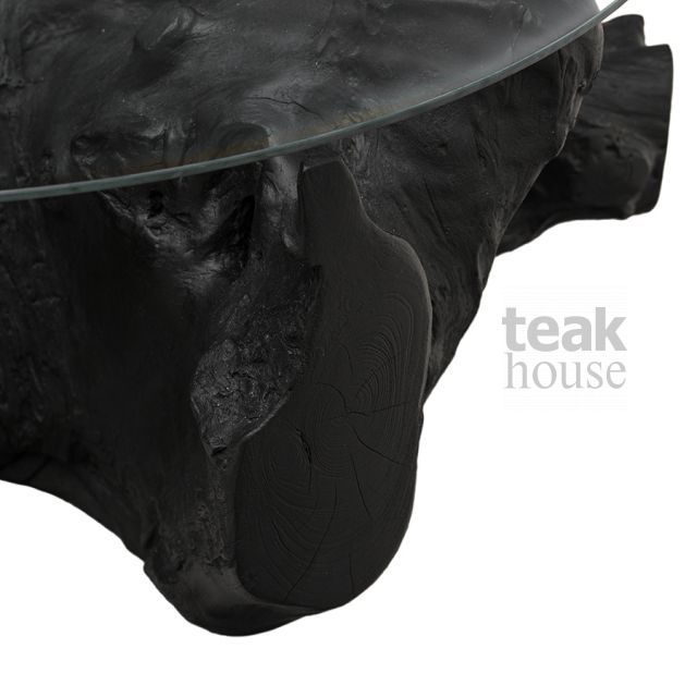 Стол кофейный из массива тика ROOT (РУТ) 100 со стеклом (71642B), фото 4