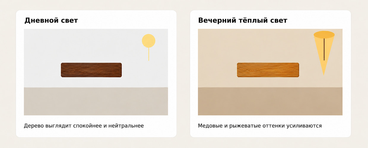 Как свет влияет на цвет дерева
